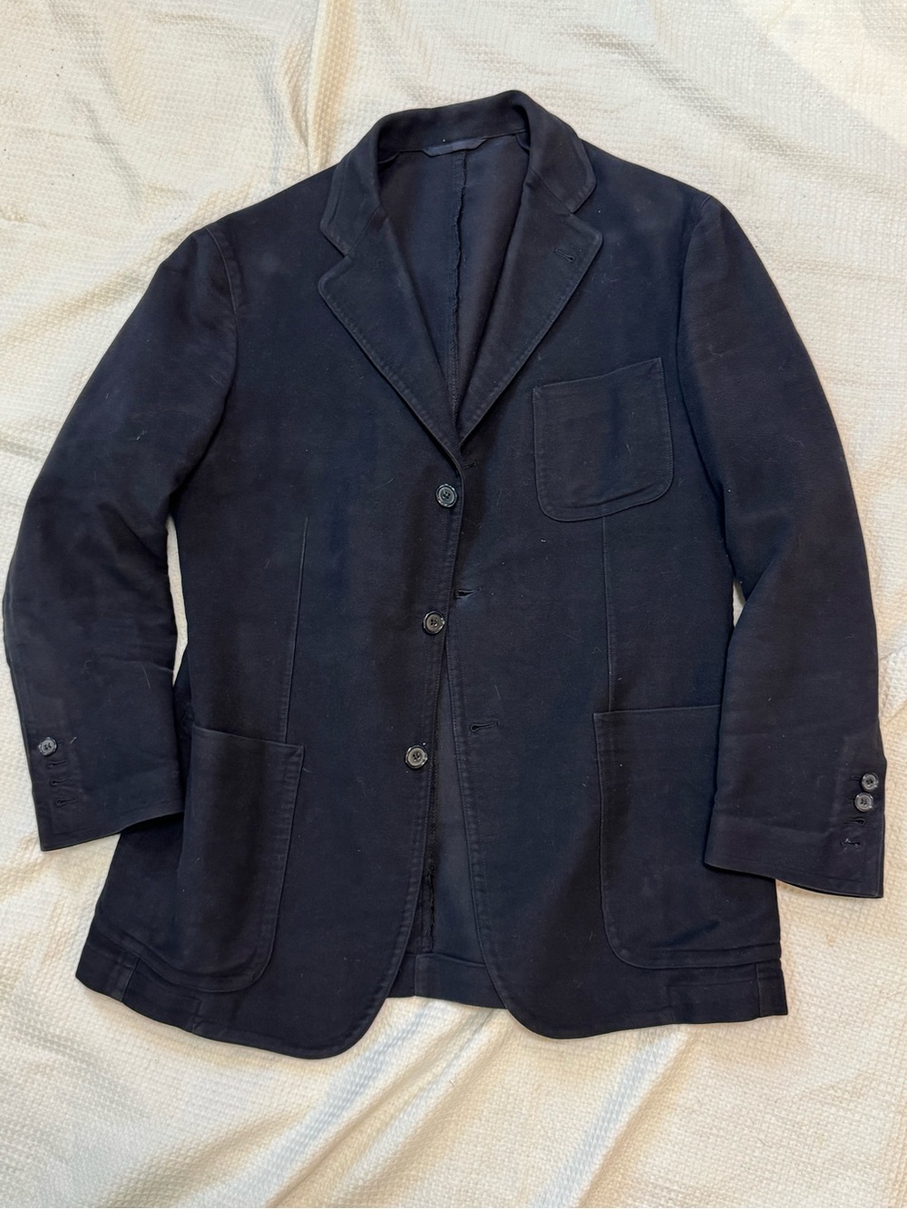 Bespoke Harry Rosen 40S washed cotton Black Three-Button Blazer